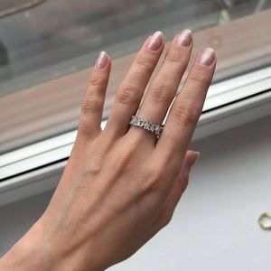 3/30$ Silver Baguette Cubic Zirconia Ring -Size 7